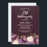 Invitation Floral Bloom Purple 21ème anniversaire<br><div class="desc">Plus joli Invitations Florales Anniversaire dans le Little Bayleigh Store!</div>