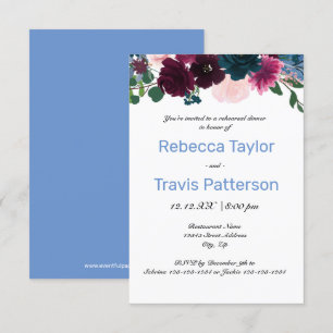 Invitation Floral Blooms Blue - Dîner de répétition 3x5