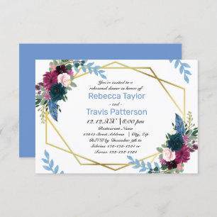 Invitation Floral Blooms Mod Blue - Dîner de répétition 3x5