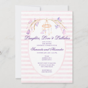 Invitation Floral Bluebell Mobile Celestial Baby shower fille