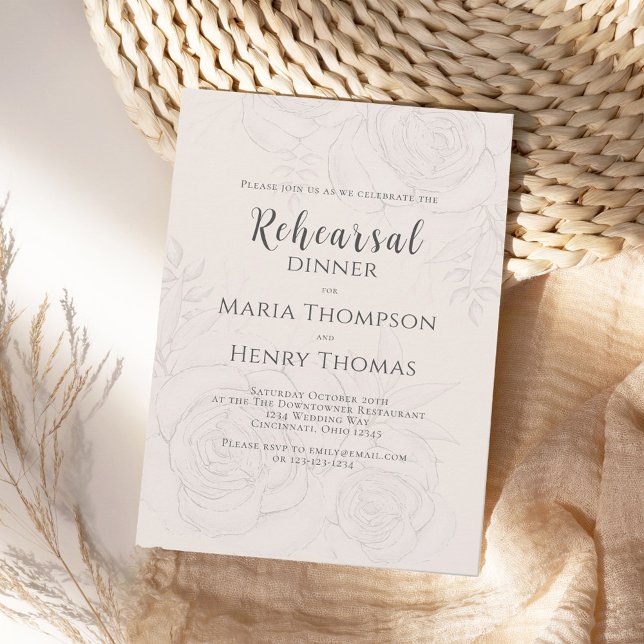 Invitation Floral Blush Calligraphy Ampersand Simple Verdure (Créateur téléchargé)
