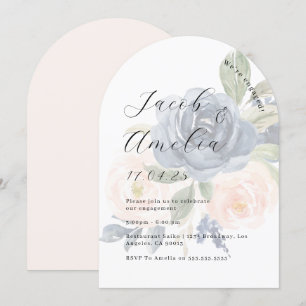 Invitation Floral Blush Navy Modern Arch