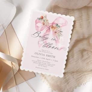 Invitation Floral Blush Pink Bow Baby dans le Baby shower de 
