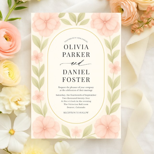 Invitation Floral Blush Pink Hydrangea Botanical Wedding Invi (Créateur téléchargé)