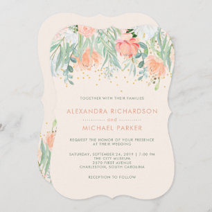 Invitation Floral Blush Romance Mariage aquarelle