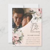 Floral Blush rose Mariage Photo Enregistrer la car