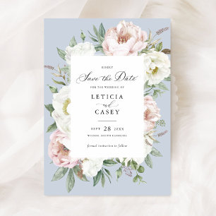 Invitation Floral Blush White Peonies Mariage Enregistrer la