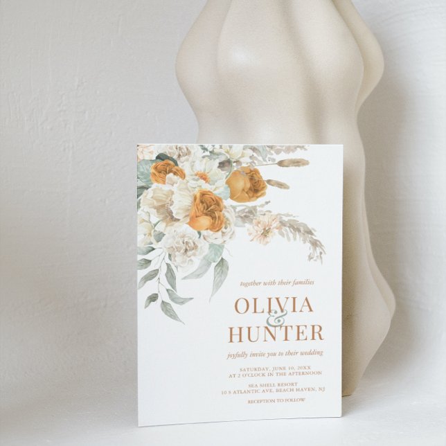 Invitation Floral Bohème moderne Mariage en terre cuite (Créateur téléchargé)