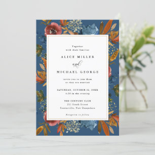 Invitation Floral Boho de la marine et de la rouille, Faire-p