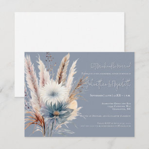 Invitation Floral Boho d'hiver Dîner de répétition bleu