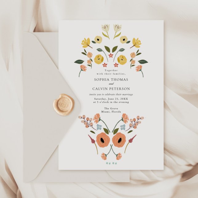 Invitation Floral Boho Fleur sauvage Mariage (Créateur téléchargé)