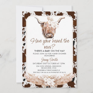 Invitation Floral Boho Highland Vache Baby shower d'impressio