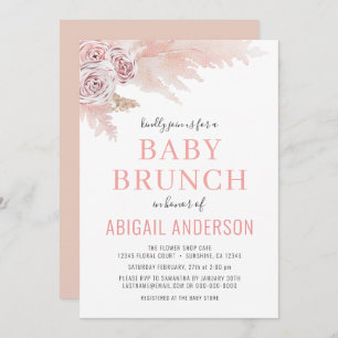 Invitation Floral Boho Pampas Aquarelle Bébé Brunch Invitat