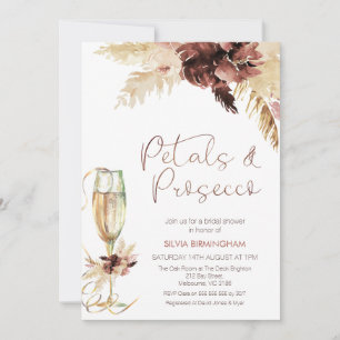 Invitation Floral Boho Pétales en verre Prosecco Fête des mar