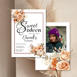 Invitation Floral Boho Sweet 16 Anniversaire