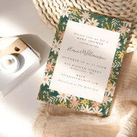 Floral Boho vintage en Pêche et Baby shower vert