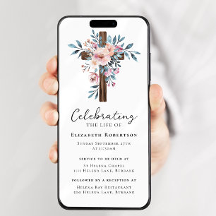 Invitation Floral Bois Cross Funeral Digital Evite