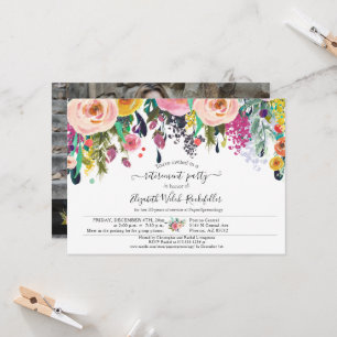 Invitation Floral Bon Voyage Farewell Retraite Party Photo
