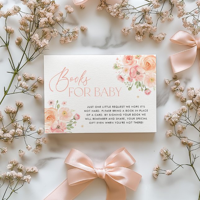 Invitation Floral Books for Baby Shower Card (Floral Books For Baby Enclosure Card | Baby in Bloom Bridal Shower)