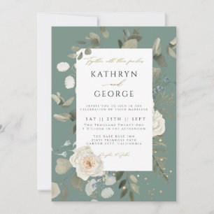 Invitation Floral Botanical Greenery Mariage de calligraphie 