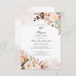 Invitation Floral Botanical Pastel 60e fête d'anniversaire