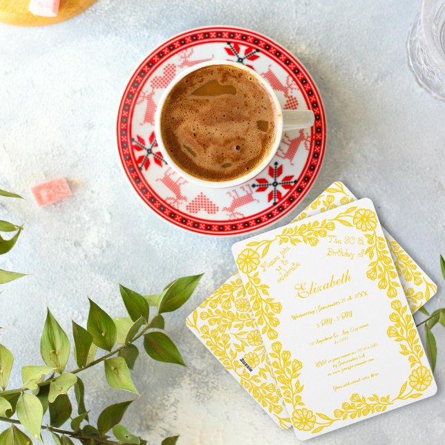 Invitation Floral botanique blanc et or 30e anniversaire (Créateur téléchargé)