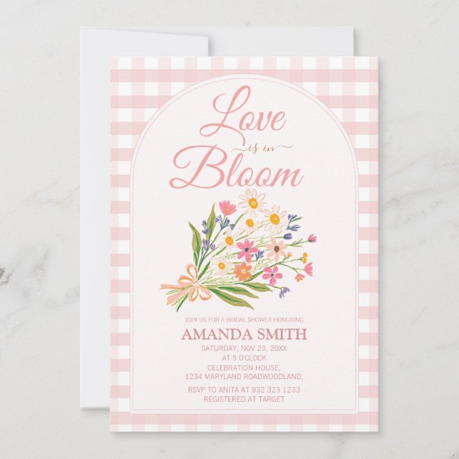 Invitation FLORAL Bouquet Love Is in Bloom Bridal Shower  (Devant)