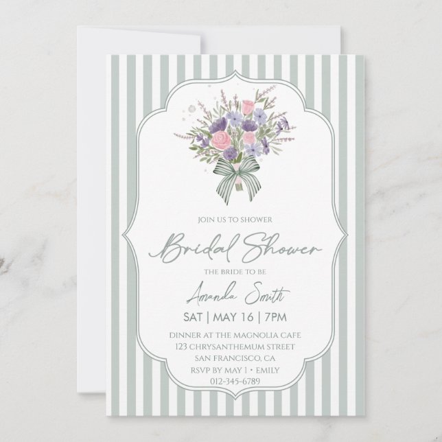 Invitation  Floral Bouquet Spring Bridal Shower (Devant)