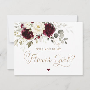 Invitation Floral Bourgogne Blanc Vert Fleur Fille Mariage