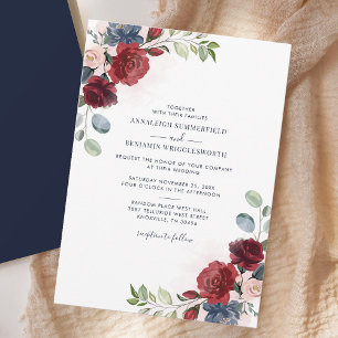 Invitation Floral Bourgogne Botanique Mariage de verdure