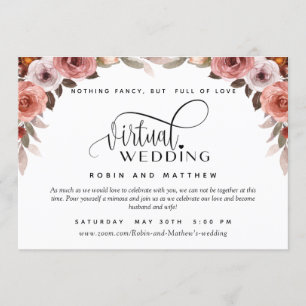 Invitation Floral Bourgogne, Mariage virtuel en ligne