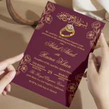 Floral Bourgogne Or Mariage Musulman Islamique