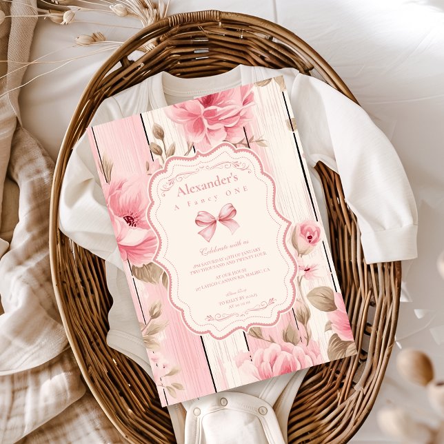 Invitation Floral Bow Fancy ONE Girl 1er anniversaire (Créateur téléchargé)