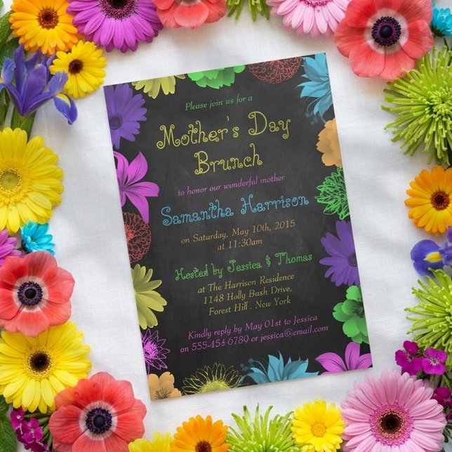 Invitation Floral Brights sur le tableau pour le brunch de la (Créateur téléchargé)