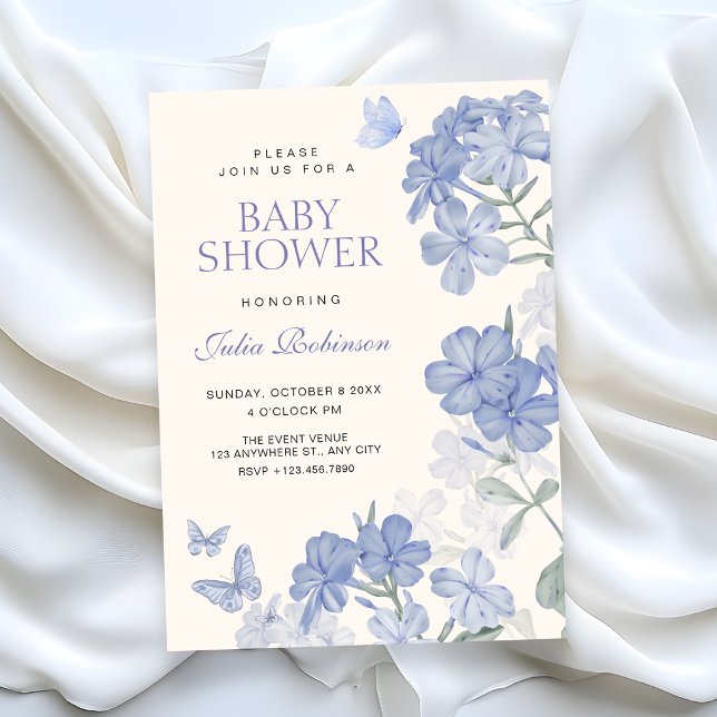 Invitation Floral butterflies baby shower (Créateur téléchargé)
