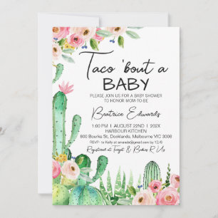 Invitation Floral Cacus Taco Bout A Baby Baby shower