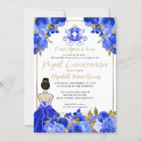 Floral Cendrillon Princesse Royal Blue Quinceanera