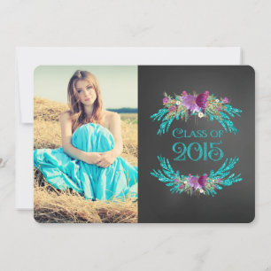 Invitation Floral Chalkboard Classe de Graduation 2015