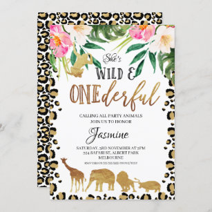 Invitation Floral Cheetah Imprimer Anniversaire