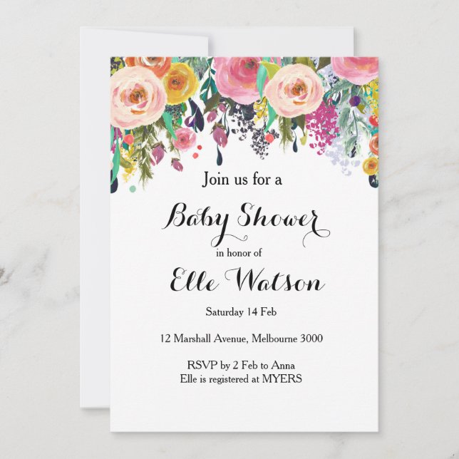 Invitation Floral Chic Baby shower (Devant)