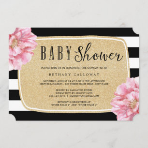 Invitation Floral Chic Baby shower / Champagne