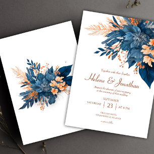Invitation Floral Chic Indigo Mariage rouille