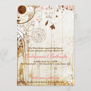 Invitation floral chic minable vintage de