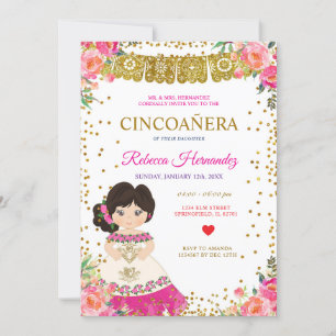 Invitation Floral CINCOAÑERA Royal Rose Mexicaine