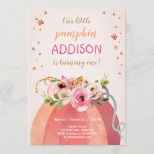 Invitation Floral Citrouille Automne Automne Gold Rose Annive