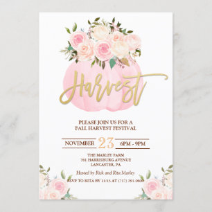 Invitation Floral Citrouille Harvest Festival