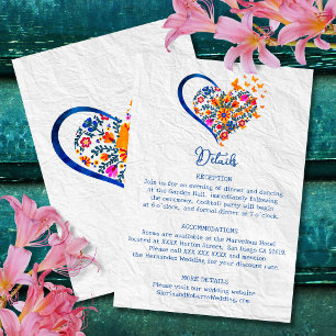 Invitation Floral Coeur & Papillons Mariage mexicain