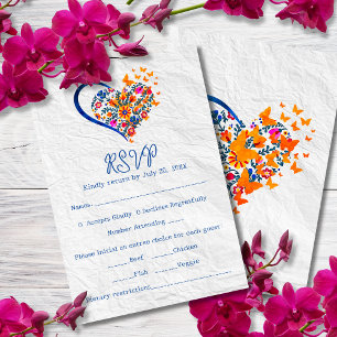 Invitation Floral Coeur & Papillons Mariage mexicain