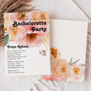 Invitation Floral coloré gras   Bachelorette