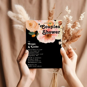 Invitation Floral coloré gras Couples noirs douche
